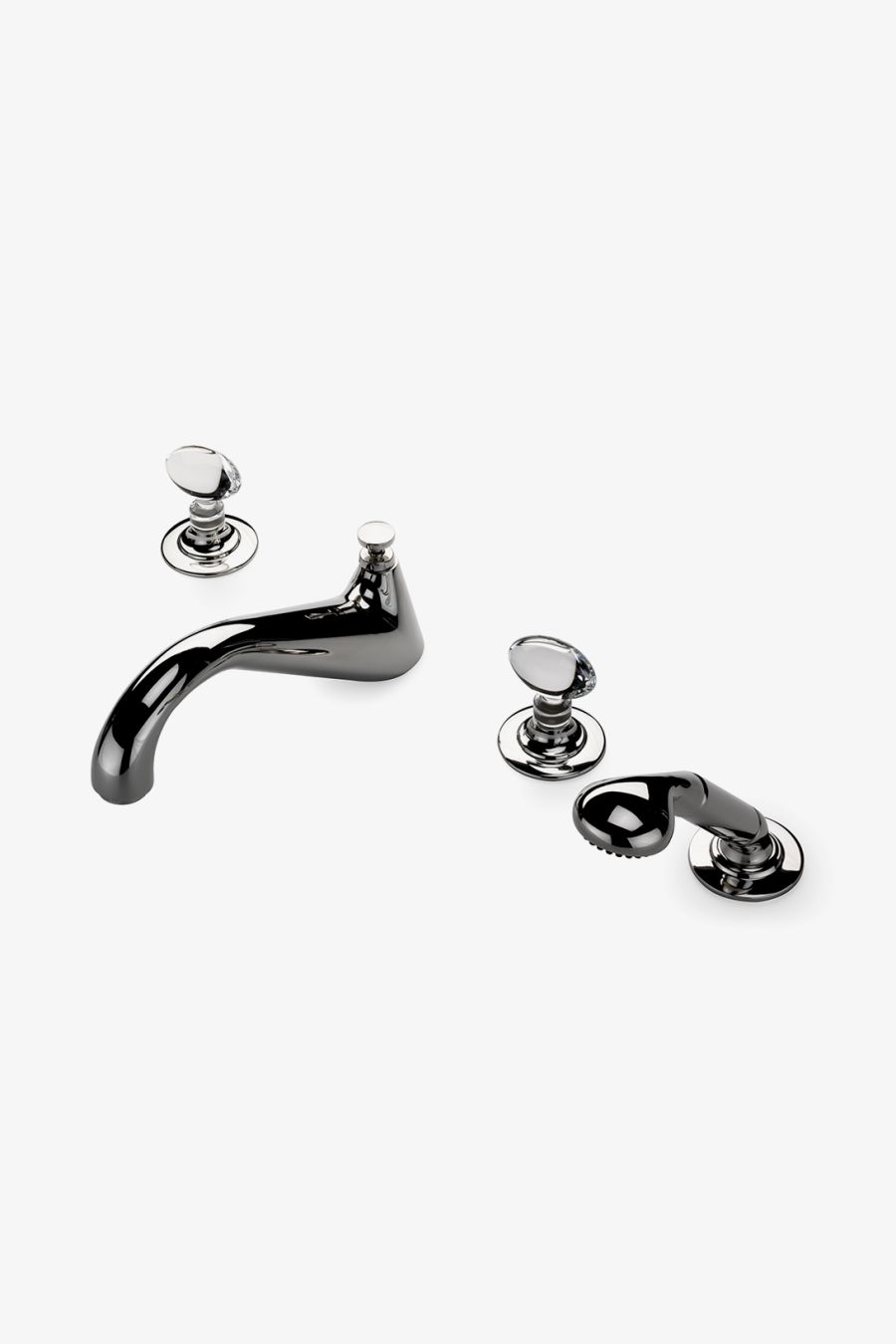 Opus Deck Mounted Low Profile Concealed Tub Filler With Handshower and Crystal Egg Handles