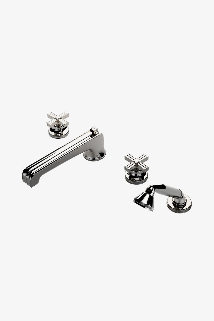 Boulevard Low Profile Concealed Tub Filler With Handshower and Metal Cross Handles